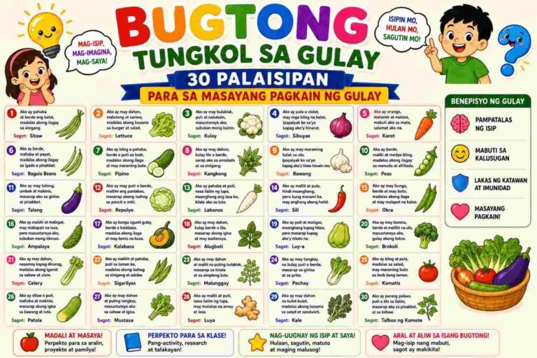 Bugtong Tungkol Sa Gulay: 30 Palaisipan Para sa Masayang Pagkain ng Gulay